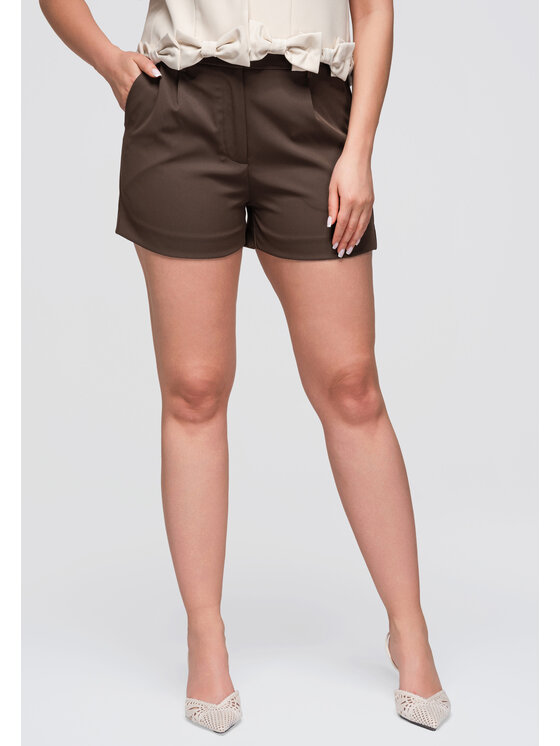 Ombre Ombre Szorty materiałowe OW-ST-E0018 Brązowy Slim Fit