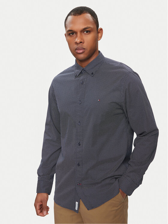 Tommy Hilfiger Tommy Hilfiger Cămașă Mini Geo MW0MW25036 Bleumarin Regular Fit