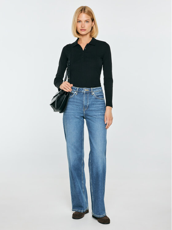 BIG STAR BIG STAR Bluzka DELFINA Czarny Slim Fit