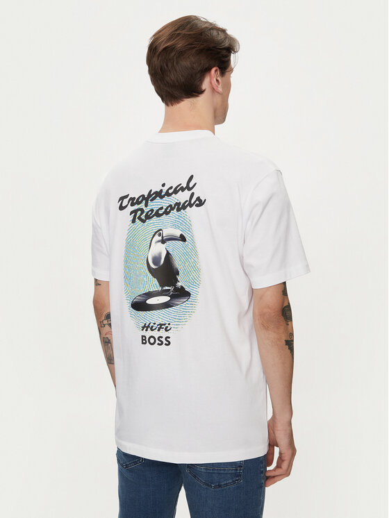 Boss Тишърт Te_Records 50515553 Бял Relaxed Fit | Modivo.bg