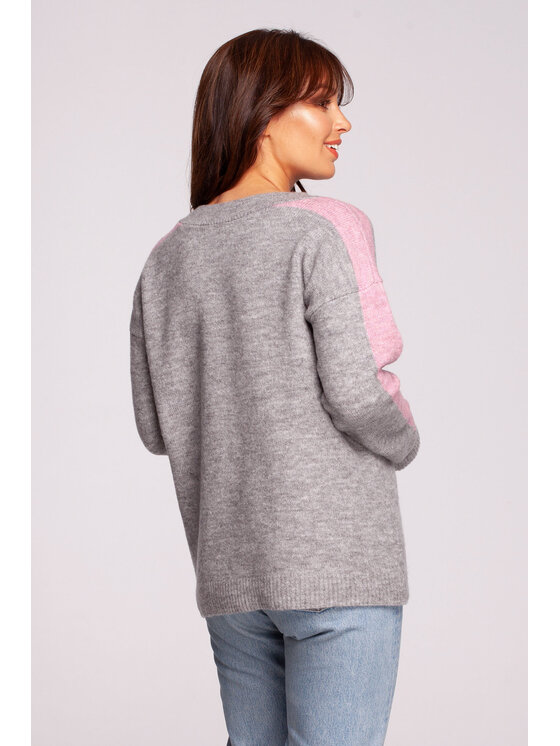 BeWear BeWear Sweter BK093 Szary Modern Fit