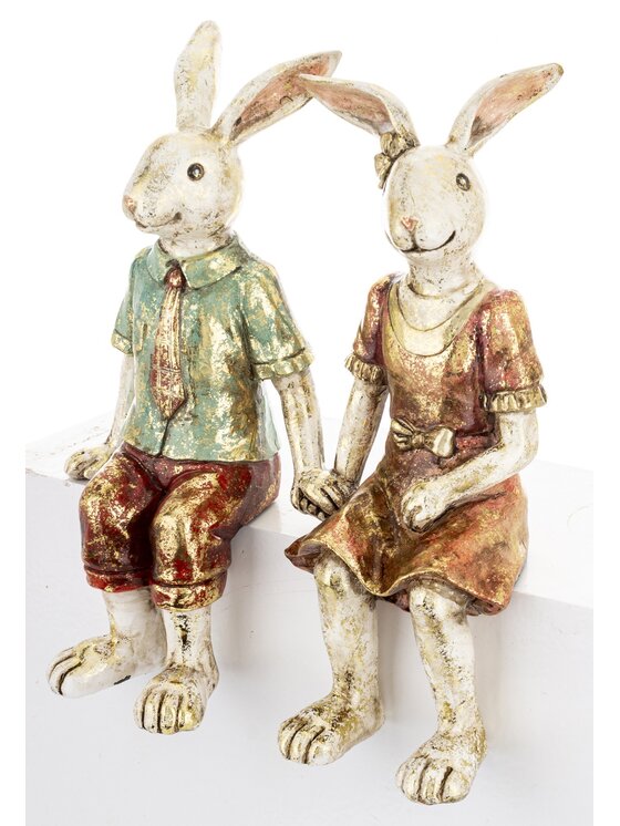 MIAhome MIAhome Figurka para królików na ławce MALJUNA-2 Kolorowy