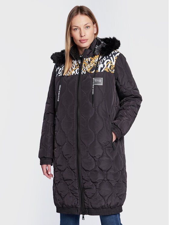 Versace Jeans Couture Geacă din puf Printed Logo 73HAT411 Negru Relaxed Fit