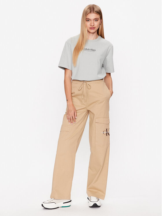 Calvin Klein Calvin Klein Marškinėliai Coordinates Logo Graphic K20K204996 Pilka Relaxed Fit