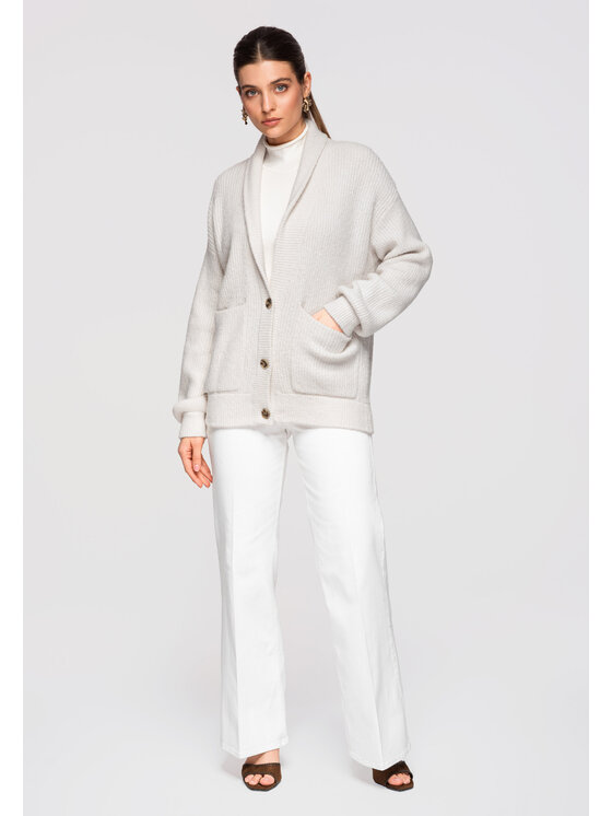 Ombre Ombre Kardigan OW-SWCD-0104 Kremowy Oversize