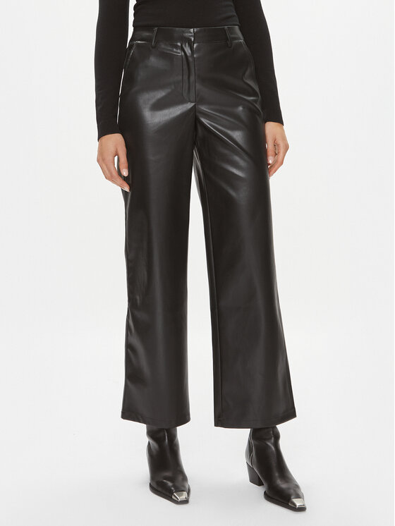 JDY JDY Pantaloni din imitație de piele 15303223 Negru Regular Fit