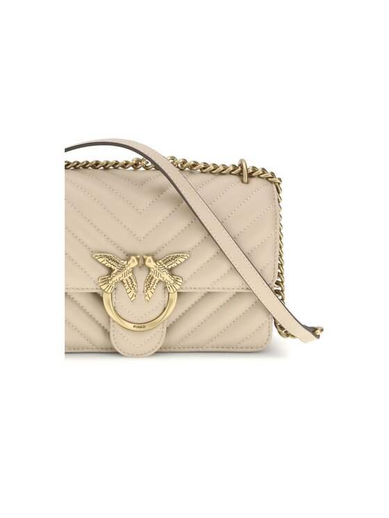 PINKO PINKO Torebka Beige Calf Leather Bos Taurus Shoulder Bag Beżowy