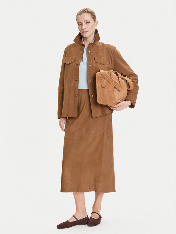 MAX&Co. MAX&Co. Usnjena jakna Stallo 2526446011200 Rjava Loose Fit