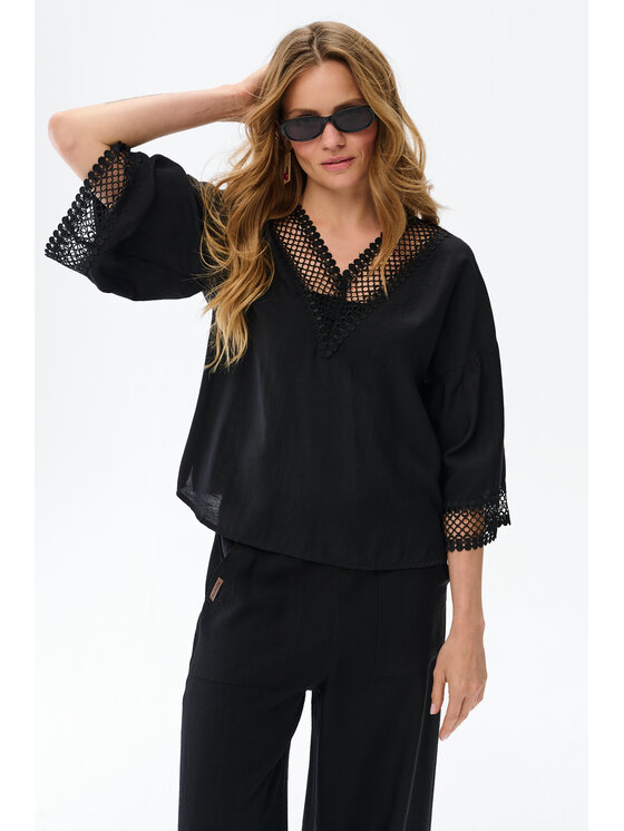 blue shadow blue shadow Bluzka Terii-2 Czarny Regular Fit