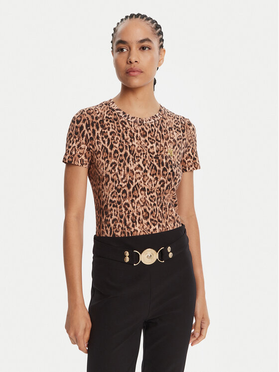 Just Cavalli Just Cavalli T-shirt 79PAHE07 CJ112 Smeđa Slim Fit
