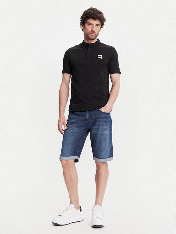 KARL LAGERFELD KARL LAGERFELD Тениска с яка и копчета 745023 552224 Черен Regular Fit