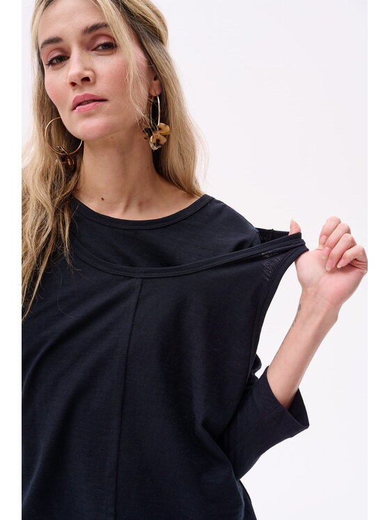 blue shadow blue shadow Bluzka Klarisa Czarny Regular Fit