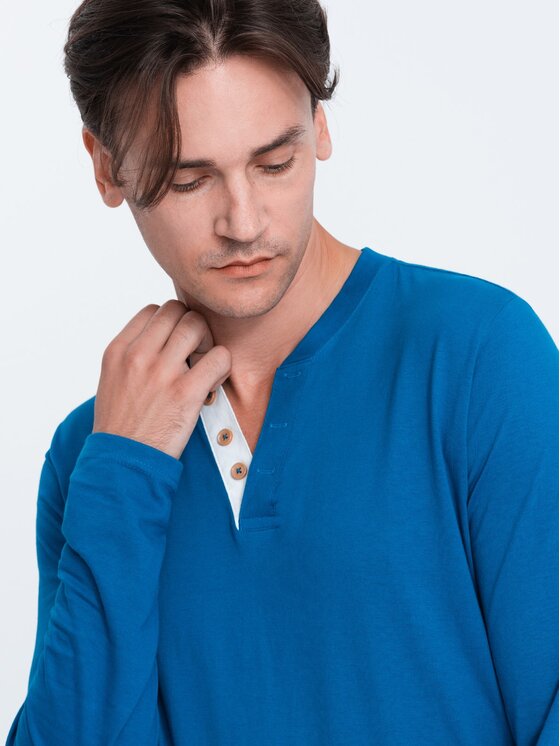 Ombre Ombre S dlouhým rukávem OM-LSCL-0107 Modrá Fitting Fit
