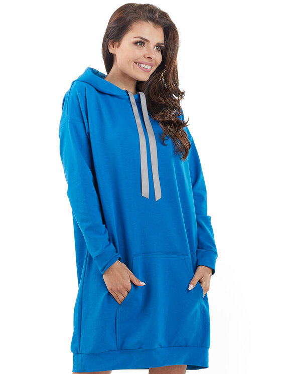 Awama Awama Úpletové šaty A212 Modrá Basic Fit