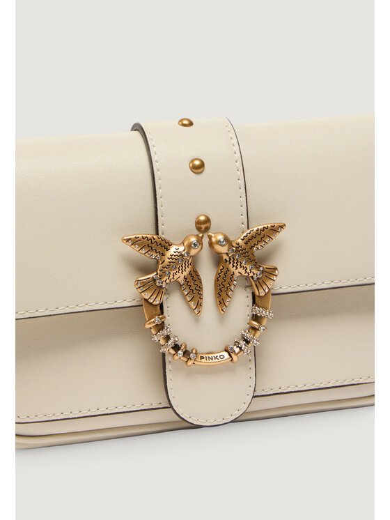 PINKO PINKO Torebka LOVE POCKET NEW BUCKLE VITELLO Beżowy