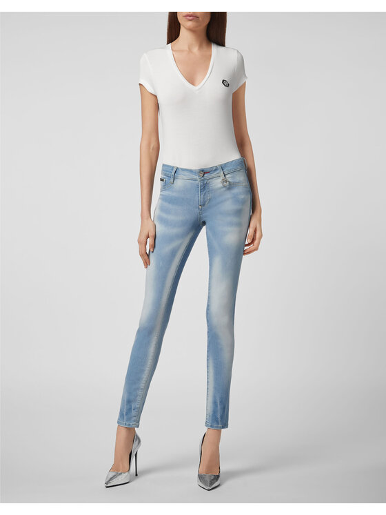 PHILIPP PLEIN PHILIPP PLEIN Jegginsy 21931 Niebieski Jegging Fit
