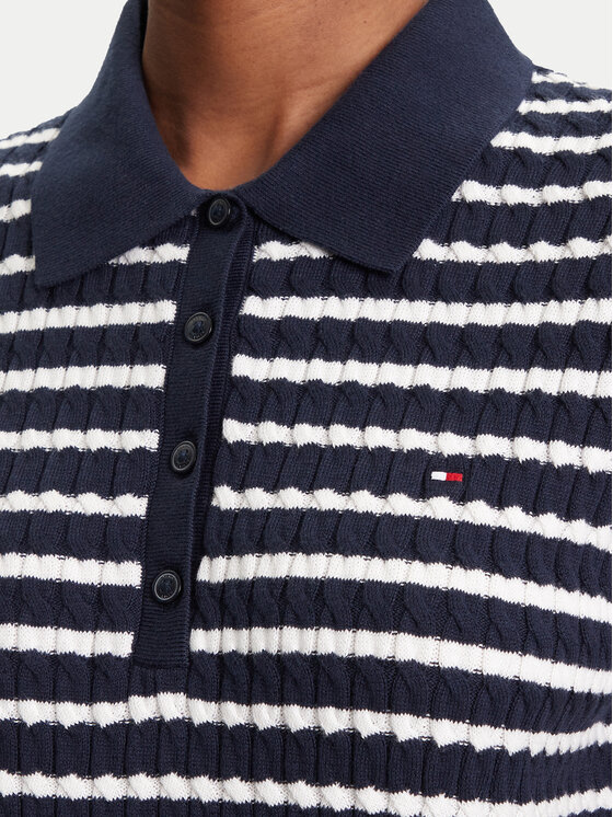 Tommy Hilfiger Tommy Hilfiger Тениска с яка и копчета Fine WW0WW41474 Тъмносин Regular Fit