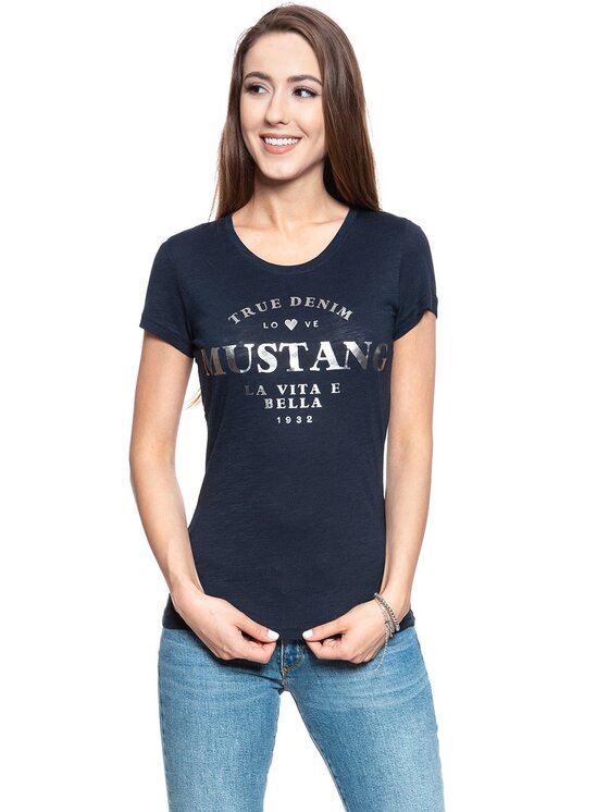 Mustang Mustang T-Shirt ALEXIA C PRINT Niebieski Slim Fit