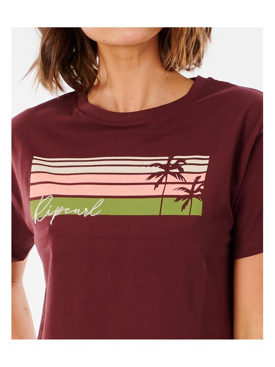 Rip Curl Rip Curl T-Shirt Tallows Crop Tee Czerwony Relaxed Fit