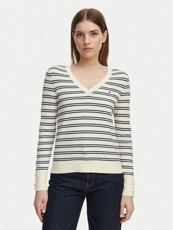Tommy Hilfiger Sweter WW0WW40098 Beżowy Regular Fit