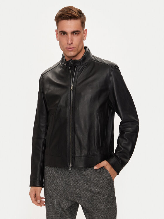 BOSS Boss Bőrkabát H-Mansell2 50518906 Fekete Regular Fit