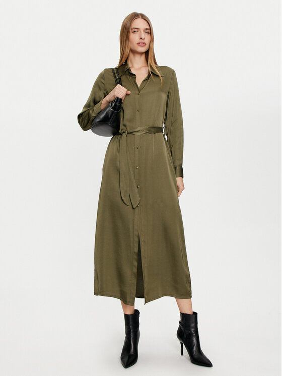 Haveone Haveone Sukienka koszulowa AWG-M017 Zielony Regular Fit