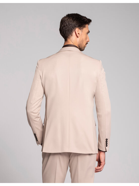 Borgio Borgio Marynarka lido_02_bz Beżowy Slim Fit