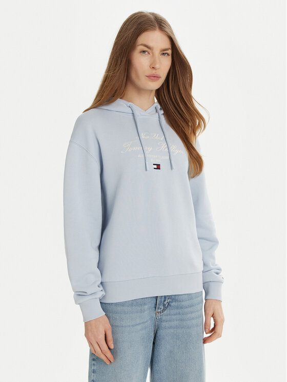 Tommy Hilfiger Tommy Hilfiger Bluză Modern Script Graphic WW0WW43842 Albastru celest Regular Fit