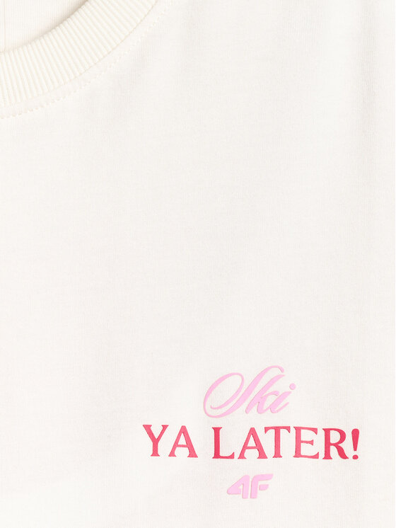 4F 4F T-Shirt WINTER CLUB Kremowy Loose Fit