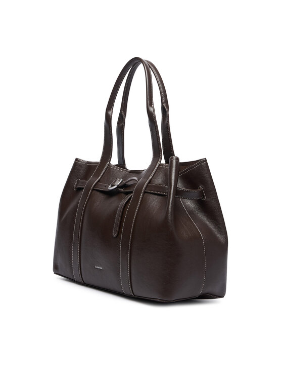 Calvin Klein Calvin Klein Torbica Buckle Medium Work Tote LV04F3549G Smeđa