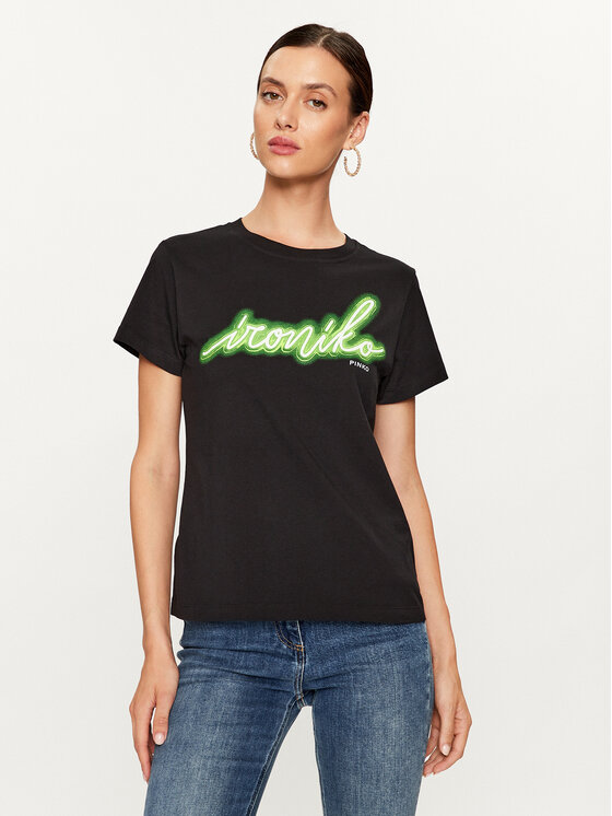 PINKO Pinko T-särk Bussolotto 100355 A1AY Must Regular Fit