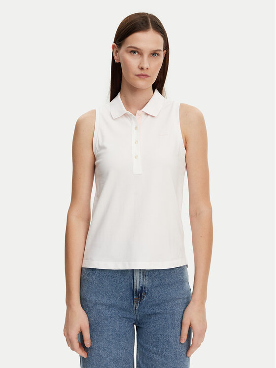 Gant Gant Тениска с яка и копчета 4200560 Бял Regular Fit