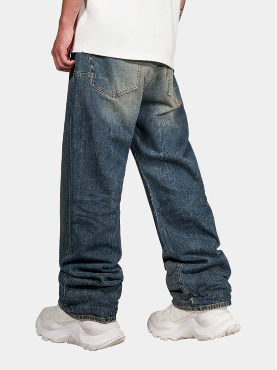 MADE BY SOCIETY MADE BY SOCIETY Spodnie materiałowe AXIS WIDE - P17155 Niebieski Basic Fit