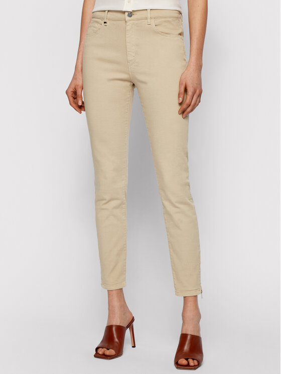 BOSS Boss Jeansy Crop 3.0 Canvas 50450858 Béžová Skinny Fit