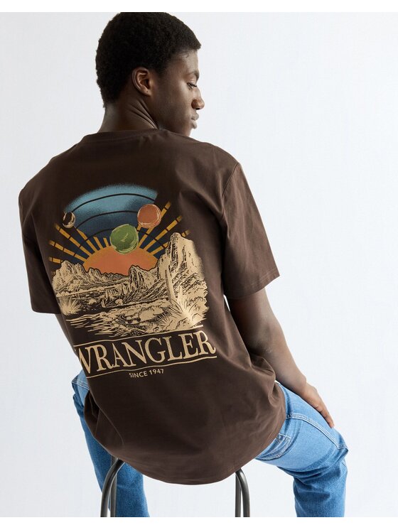 Wrangler Wrangler T-Shirt GRAPHIC TEE Brązowy Relaxed Fit