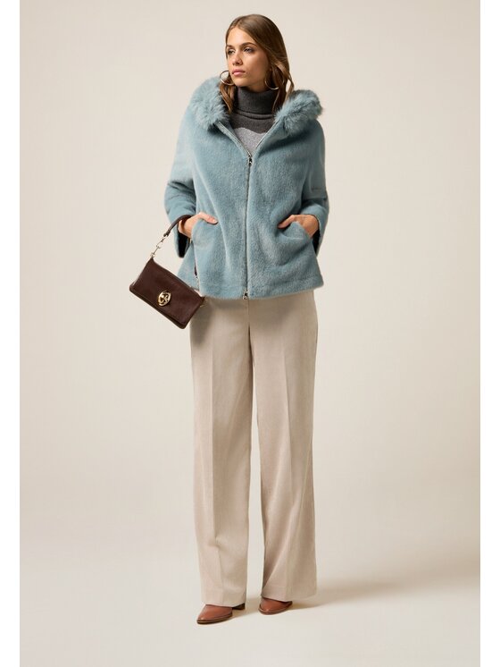 Oltre Oltre Płaszcz zimowy 0079J000122N004 Turkusowy Baggy Fit