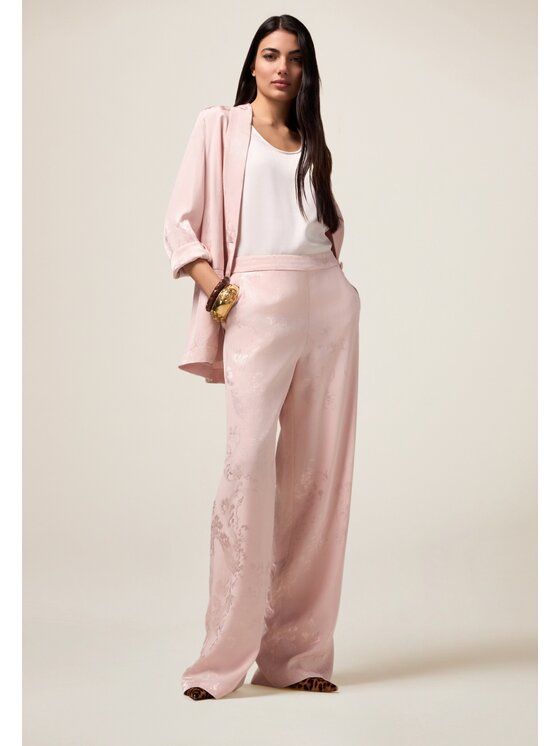 Oltre Oltre Pantaloni di tessuto P258J002312N006 Rosa Baggy Fit