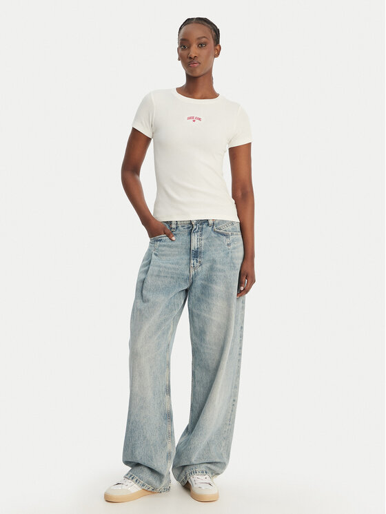Guess Jeans Guess Jeans Tričko W6GPZ3 KA0H1 Écru Slim Fit