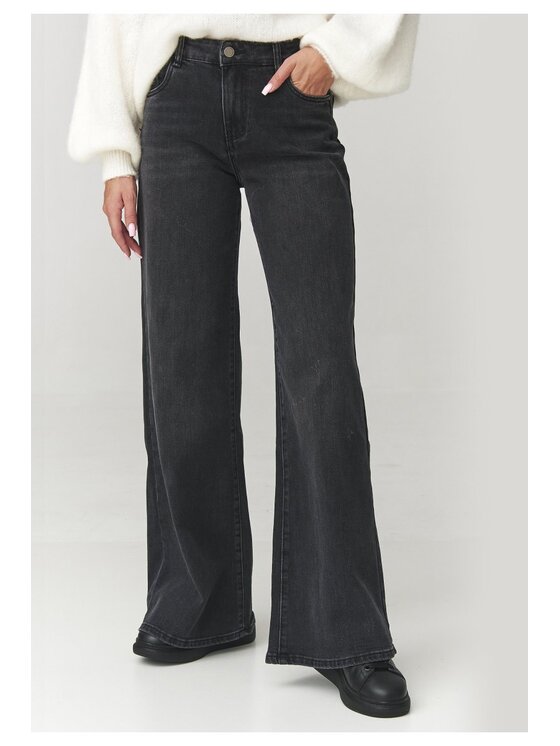Makadamia Makadamia Jeansy C26 Czarny Wide Leg