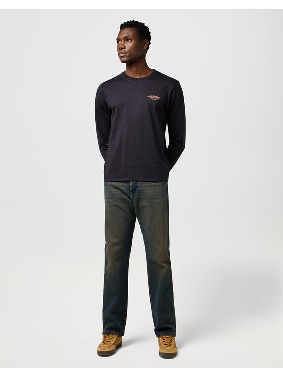 Wrangler Wrangler T-Shirt LS AMERICANA TEE Czarny Regular Fit