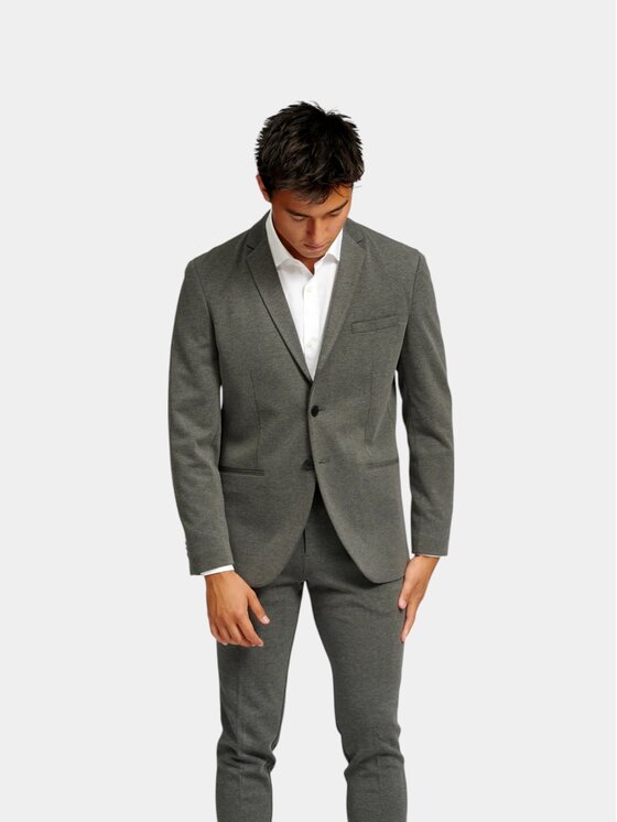 TeeShoppen TeeShoppen Marynarka 'Perform Collection' Szary Slim Fit
