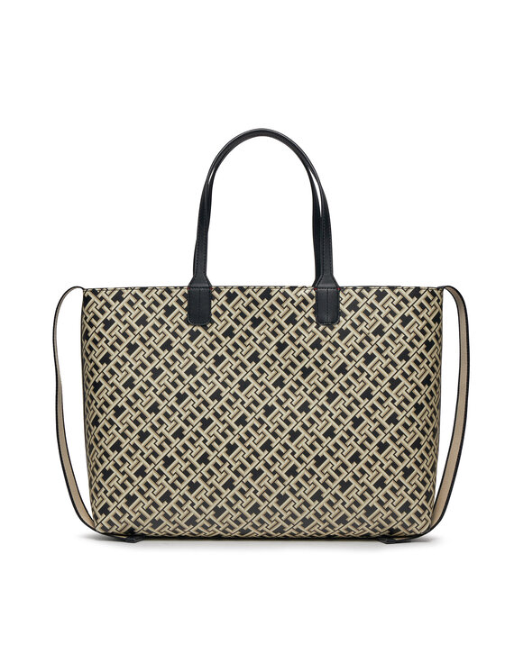 Tommy Hilfiger Tommy Hilfiger Ročna torba Iconic Tommy Tote Mono AW0AW16082 Črna