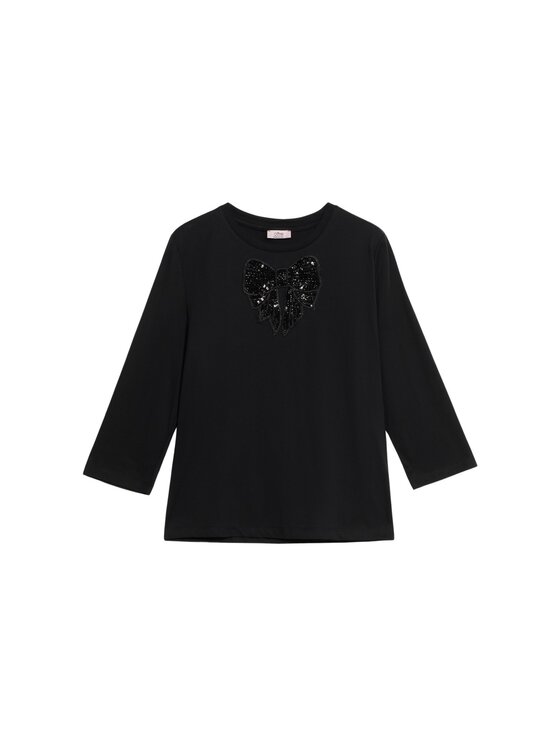 Oltre Oltre Bluzka G038J004502N033 Czarny Regular Fit