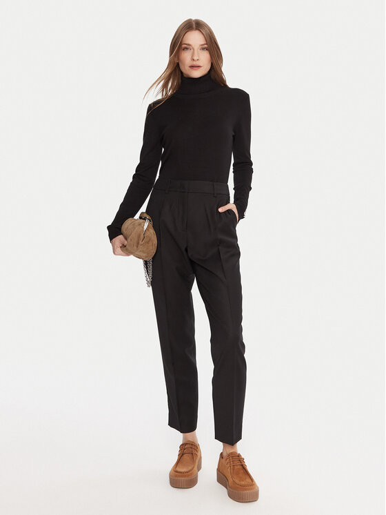 Weekend Max Mara Weekend Max Mara Kalhoty z materiálu Caldaia 2525136152 Černá Regular Fit
