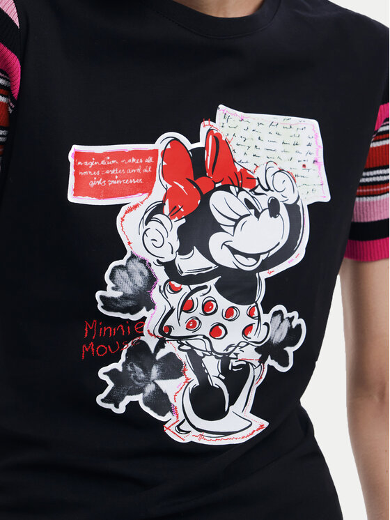 Desigual Desigual Tričko Minnie 25SWTK39 Čierna Slim Fit