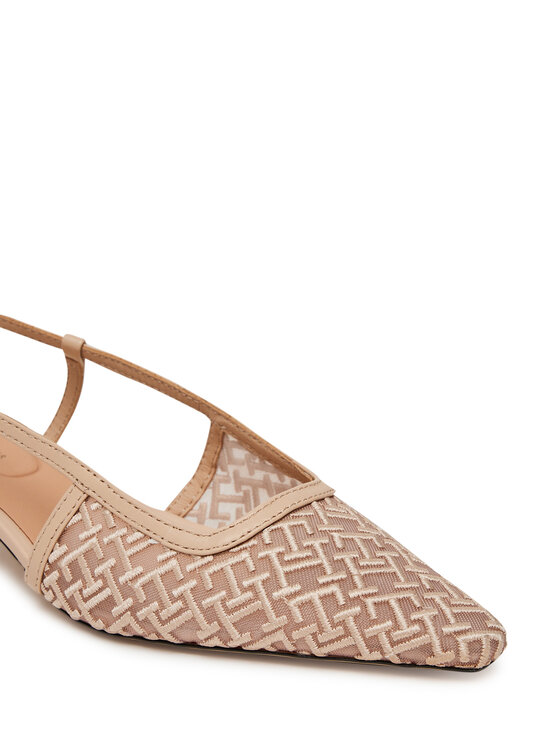 Tommy Hilfiger Tommy Hilfiger Lodičky Mono Squared Toe Kitten Slingb FW0FW08746 Béžová