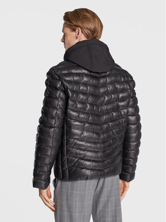 Bugatti Bugatti Usnjena jakna 222 047 Črna Regular Fit