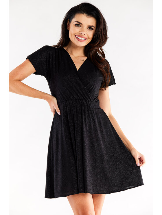 Awama Awama Večerní šaty A558 Černá Basic Fit