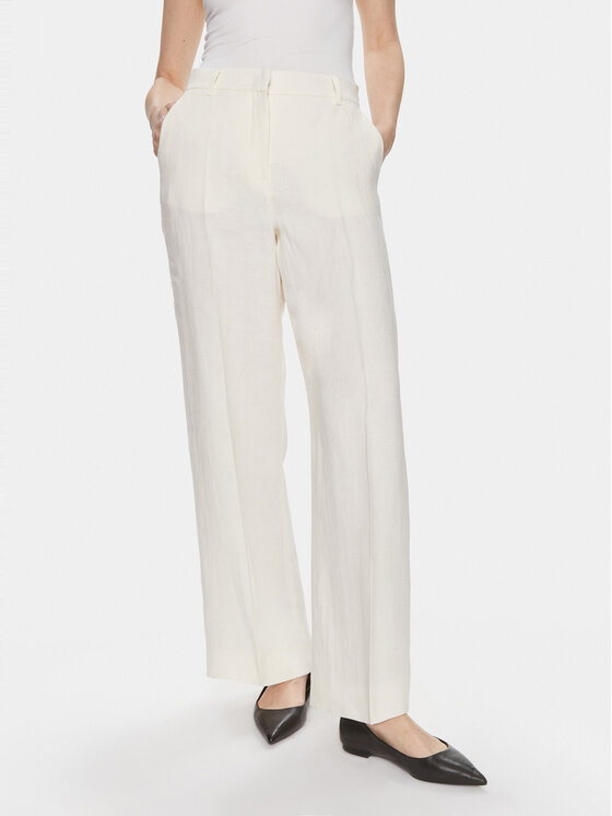 Weekend Max Mara Weekend Max Mara Pantaloni din material Malizia 2415131022 Alb Relaxed Fit