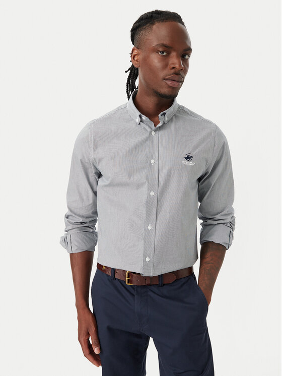 Beverly Hills Polo Club Beverly Hills Polo Club Koszula P-SS26M-BRASS Granatowy Regular Fit